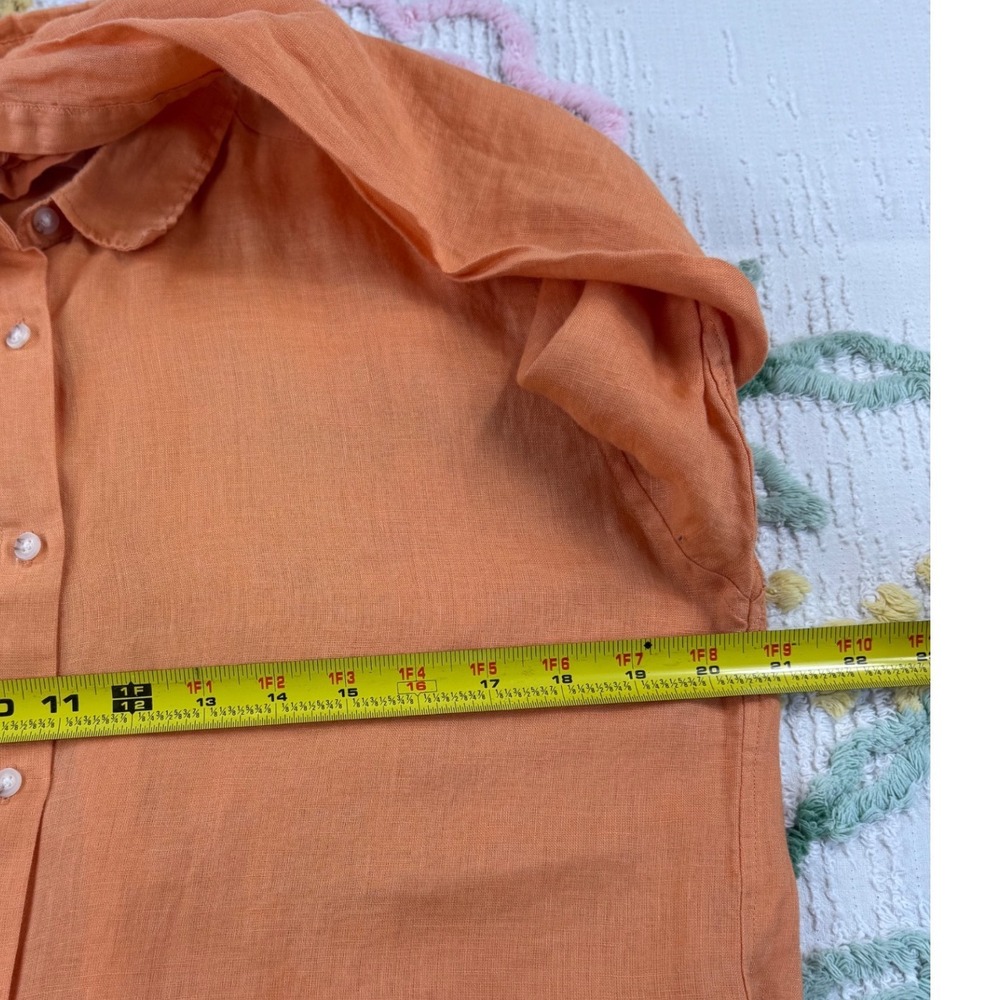 UNIQLO Linen Orange Button Up Shirt Long Sleeve Collared Top Size‎ M - Picture 4 of 9